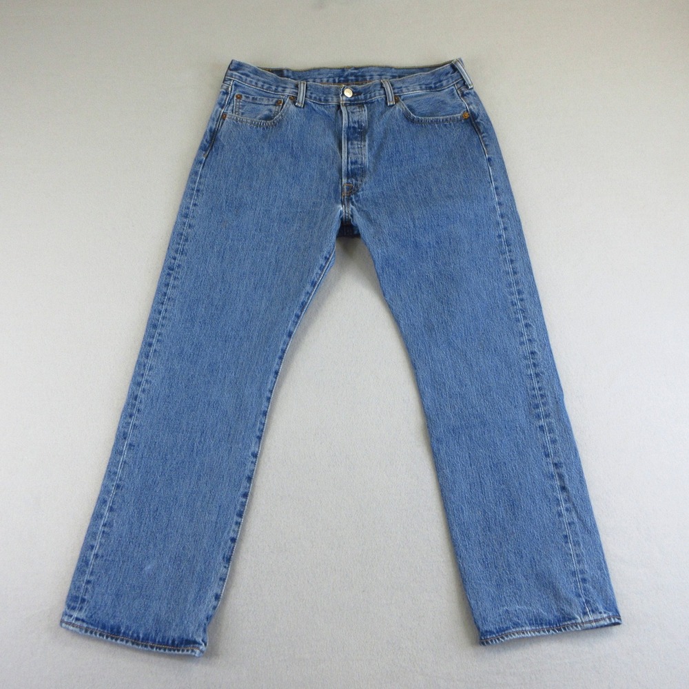 Levi's 501 Jeans Men 36x30 (Actual 34x27.5) Blue Denim Straight Leg Button Fly